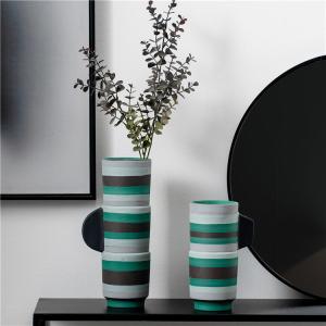 Modern minimalist design art ornament handmade stripe tall vases home tabletop