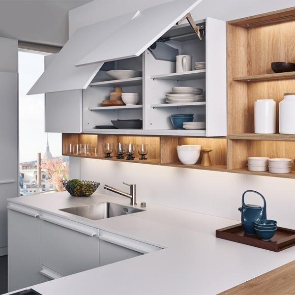 MDF Melamine White Kitchen Cabinets Modern Moisture Proof