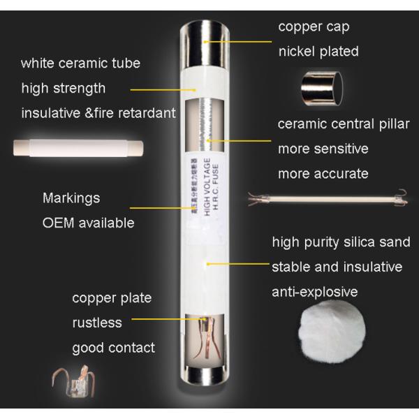 Взрыватель 0.5A/0.6A/0.63A/0.8A/1A/2A/3.15A/5A/6.3A XRNP 50KA 3.6KV 7.2KV 12KV 24KV 40.5KV HRC