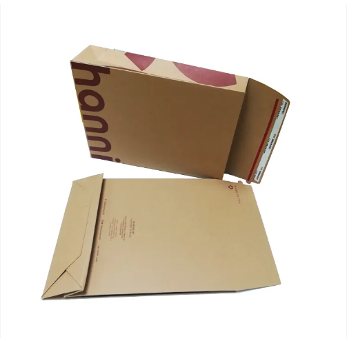 Custom Eco Friendly Stay Flat Brown Rigid Cardboard Envelope Mailer Kraft Paper Envelope Packaging