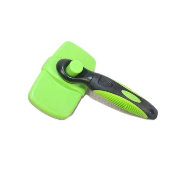 Borracha impermeável do peso 64g da cor verde de escova de cabelo do animal de estimação/material de aço inoxidável