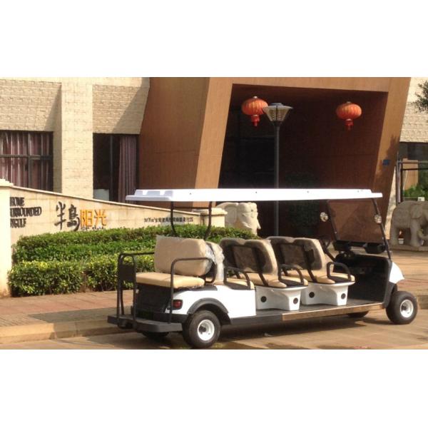 Red Body Color Sightseeing Car 8 Passenger Electric Golf Buggy With Plastic Storage Tank
