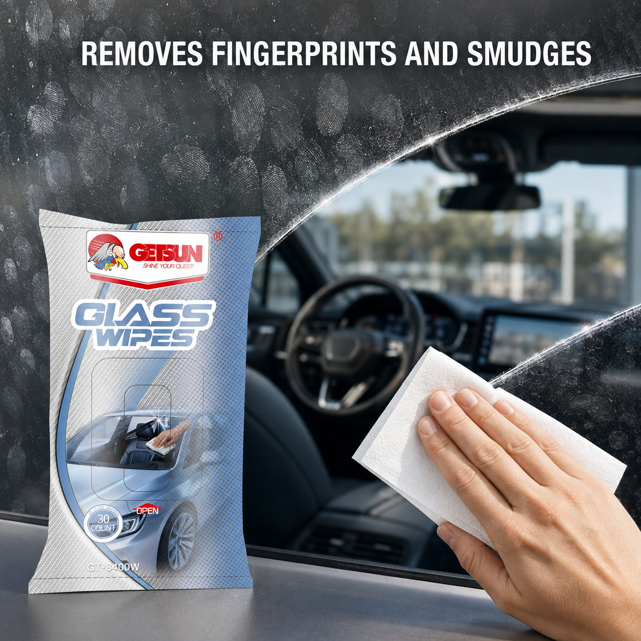 Glass Cleaner Wipes for Car Windows and Mirrors