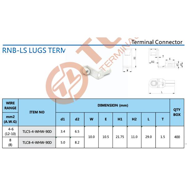 90D RNB-LS lugs Terminals Tinned Copper Terminals Customized Non-Insulated Copper Wire Terminals Cable Copper Connectors
