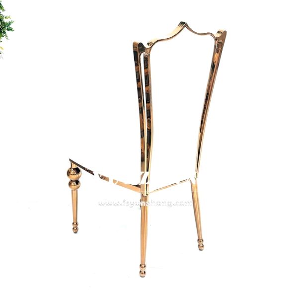 Romance Banquet Wedding Throne Dining Chair Rose Gold Durable Stainless Steel Synthetic Leather for Hotel Living Room Event