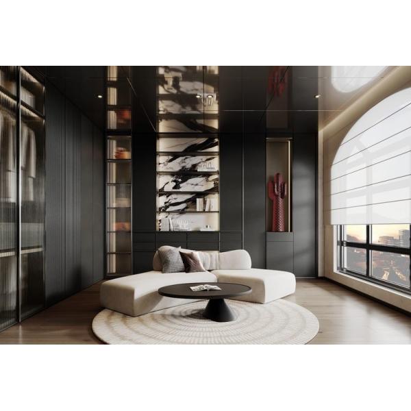 Armario de acero inoxidable Fadior Premium con elegancia de piso a techo y estética de paneles ondulados