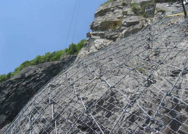 Active Rockfall Barrier System Tecco Wire Mesh Galvanized Plain Weave Style