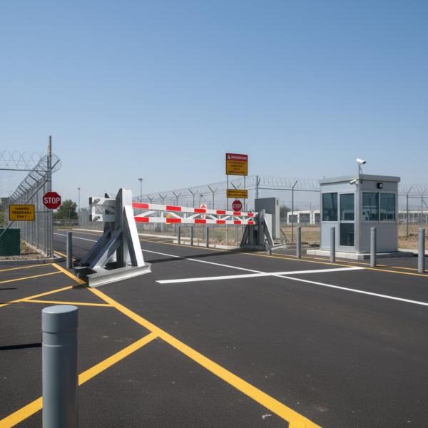 High Security Rising Arm Barrier with K4 Impact Resistance Hydraulic Drive and ISO 22343-2023 Compliance