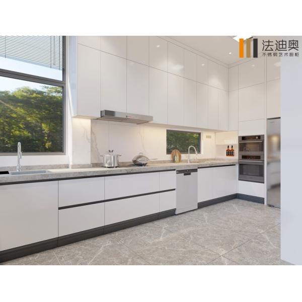 Premium Stainless Steel U-Shaped Kitchen Cabinet With Extra-High Wall Cabinets