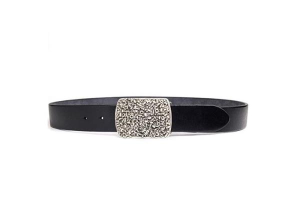 1-1/2” Wide Vintage Thick Mens Casual Leather Belt With Real Anti - Silver Studs Buckle