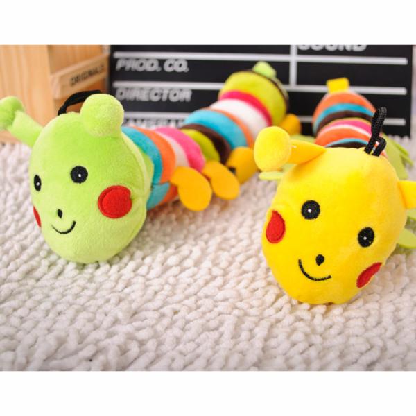 28cm 100% new yellow plush Caterpillar dog chewing toy toxic free and safe with sound