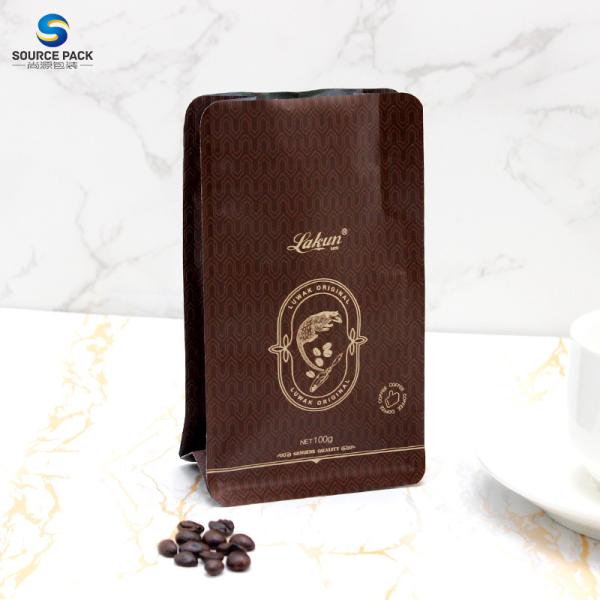 Moisture Proof Coffee Packing Bag Zipper Flat Bottom Coffee Bag With Valve