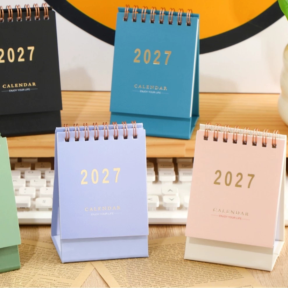 Mini Desk Calendars 2027 Morandi Color Standing Planner For Office Desk