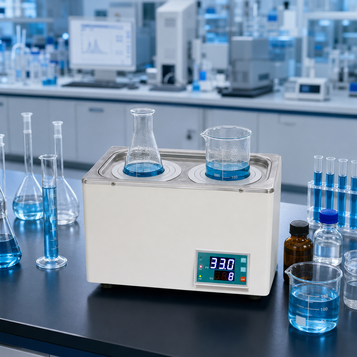 Cenlee Laboratory Reagent Incubation Dual Hole PID Digital Control Room Temp to 100C Constant Temperature Water Bath