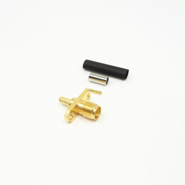 SMA Connector RF Flange Female Two Hole with Gold-plated Brass PTFE Insulator and DC-6GHz Frequency Range