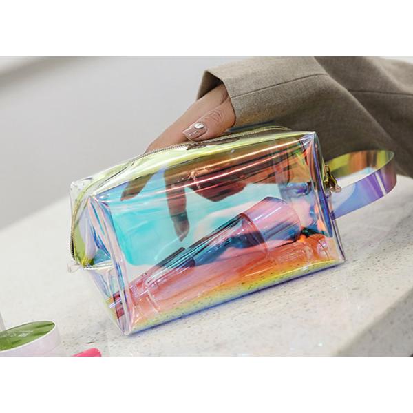 Transparent laser TPU cosmetic bag small portable lady ins wind super fire makeup bags with large capacity
