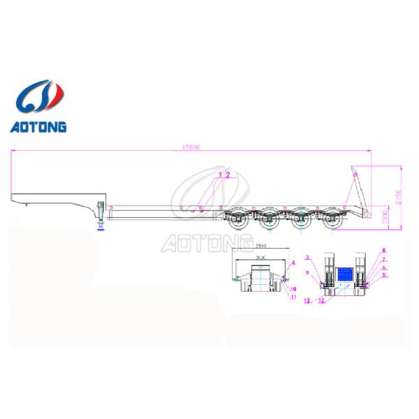 Aotong 80T 4 оси 14m 15m голова грузовика и низкая кровать полуприцеп на заказ
