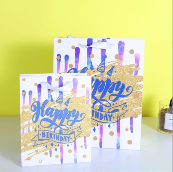Fashion Exquisite Ivory Board Screen Printing Luxury Paper Gift Bag Shopping Boutique recyclable
