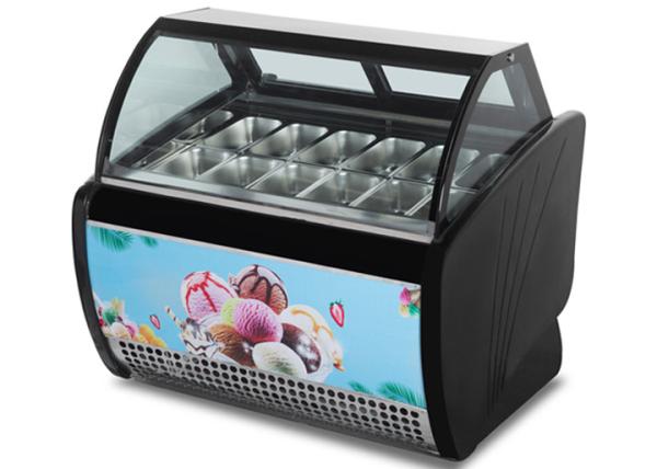 Curved Glass Arc Gelato Display Freezer With 10 12 14 16 18 Flavor Pans