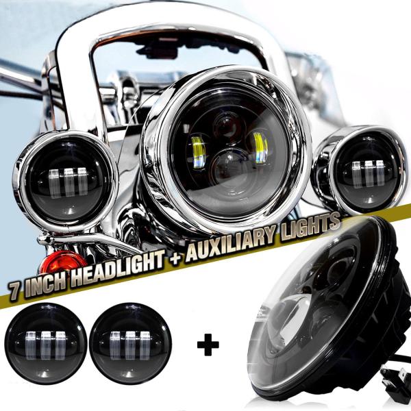 30W Cree 4.5 Inch Motorcycle LED Headlights With Angel Eye Halo Ring