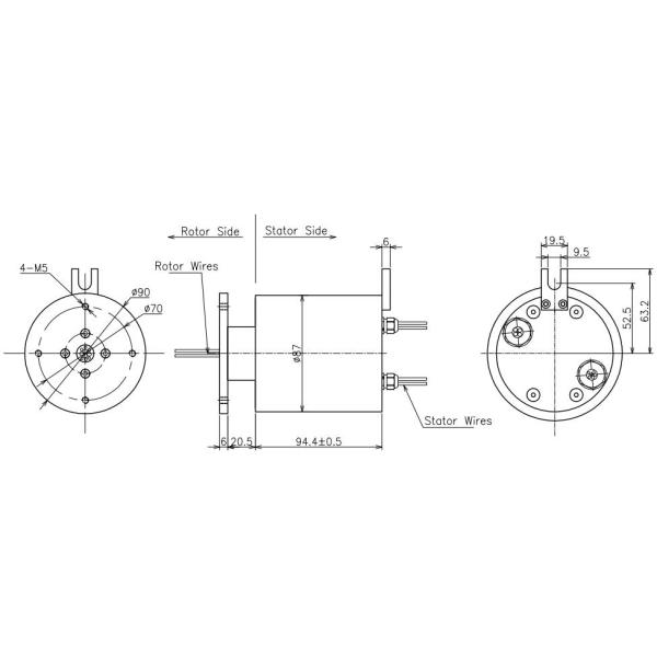 Соединение 380VAC 40rpm слепого вала роторное через кольцо выскальзывания отверстия