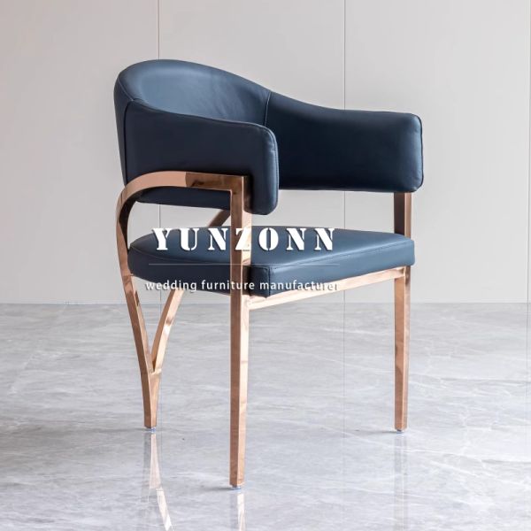 China Factory Bride Luxury Wedding Chairs Hotel Restaurant Cafe Golden Stainless Leather Modern Dining Room Chair