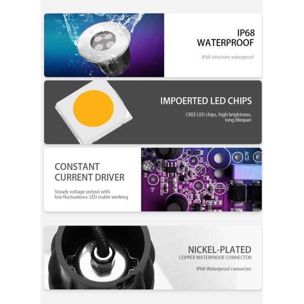 Pure White 24V Underwater Pool Light Fixture 316L Stainless Steel Shinning Angle 30°