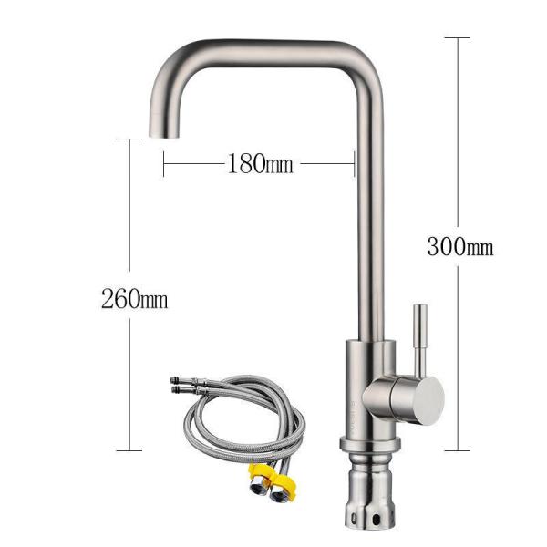 Stainless Steel Body Deck Mounted Tap Cold And Hot Mixer Spring Silver Kitchen Faucet