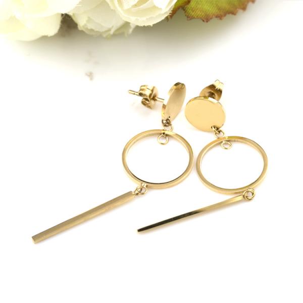 Stainless Steel Jewelry Fashion Personalized Women Long Drop Earrings, 18K Pated Stud Earring
