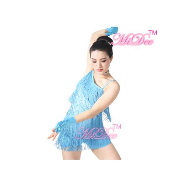 Floral Ballet Dance Costume Sequin Leotard Dress With Oblique Neckline