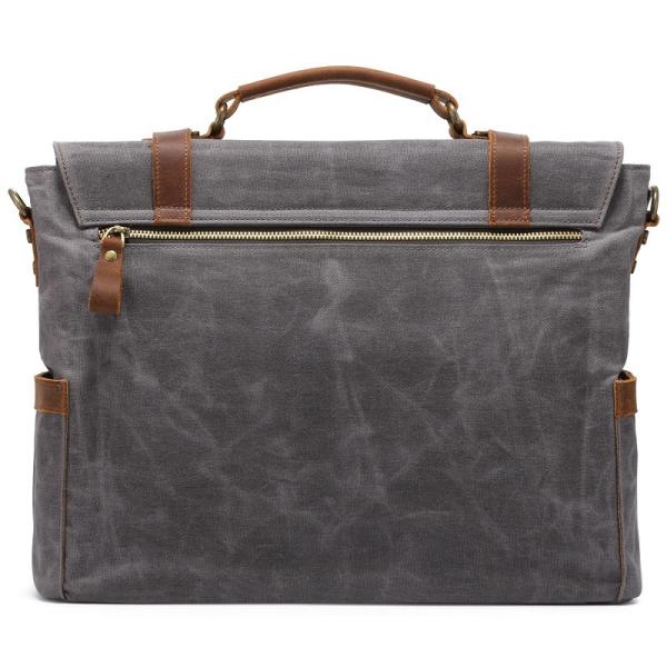 Canvas Vintage Retro Mens Leather Laptop Bag 15.6 Inch