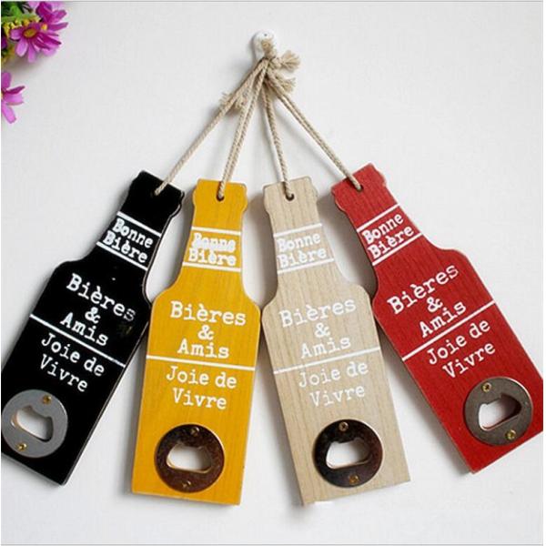retro beer bottle opener wooden hanging wall decoration for home bar restaurant decor.