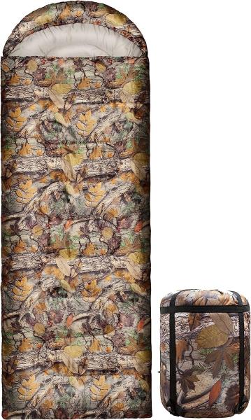 Camouflage Camping Sleeping Bag, Adults & Kids Seasons Warm Cold Weather Hiking Camping Indoor Outdoor Use