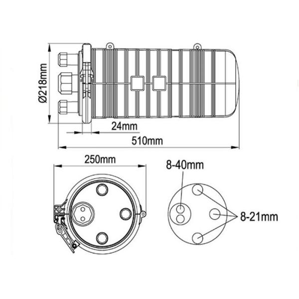 Механический тип порты купола совместной коробки оптического волокна запечатывания 36 цвета 5 черноты