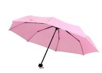 Metal Shaft Lady Pink 3 Foldable Umbrella Fiberglass Frame 21 Inch 8 Ribs
