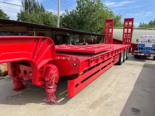 Used 3 Axle 60t 70t 80t Heavy Duty Hydraulic Gooseneck Detachable Low Loader Truck/Lowbed/ Lowboy Low Bed Semi Trailer