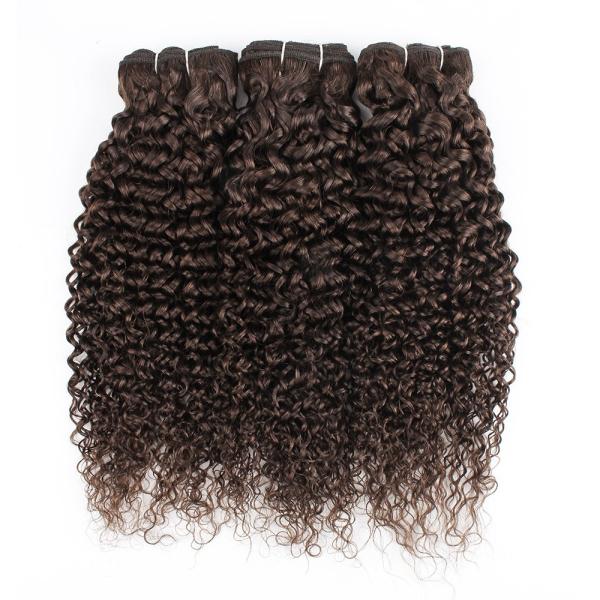 #2 Dark Brown Kinky Curly Remy Human Hair Bundles Sew In Weave Bundles Brazilian Bundle Deals