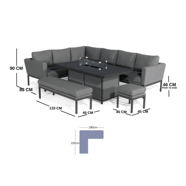 Mail packing Y AJUNION Luxury Outdoor Fabric Patio Furniture Dining Set with Firepit Table