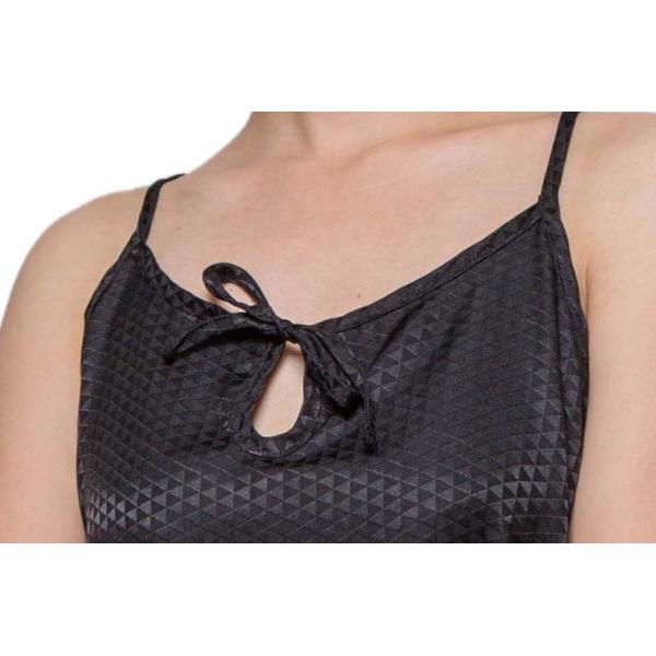 Jacquard Woman Night Dresses Black Satin Cami Dress Cotton Lace At Back