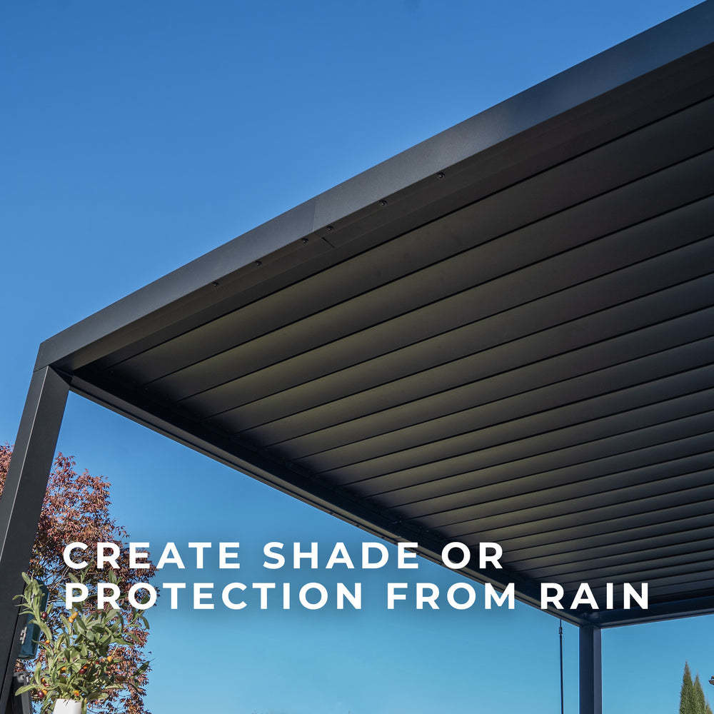 Steel Frame AJUNION 16X10 Metal Pergola for Louvered Roof Garden Outdoor Bioclimatic