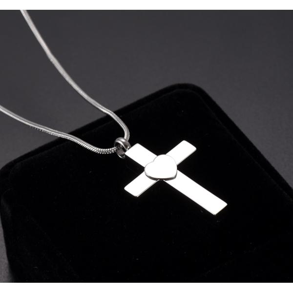 Stainless Steel Memorial Ash Funeral Casket Jewelry Cross Ash Holder Pendant Necklace
