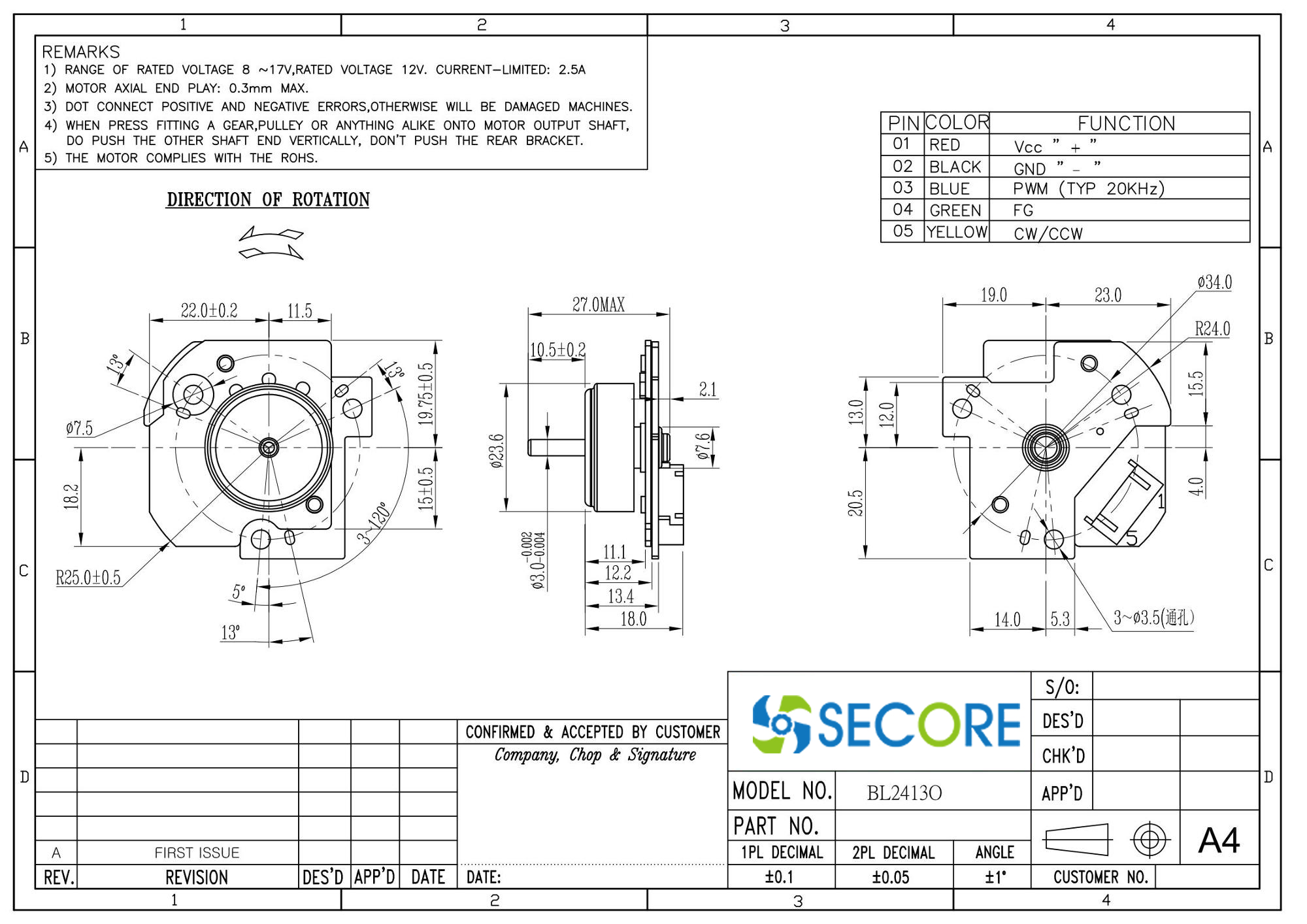 Скорость мотора 12V 16000RPM бытовых техник микро- BLDC малошумная