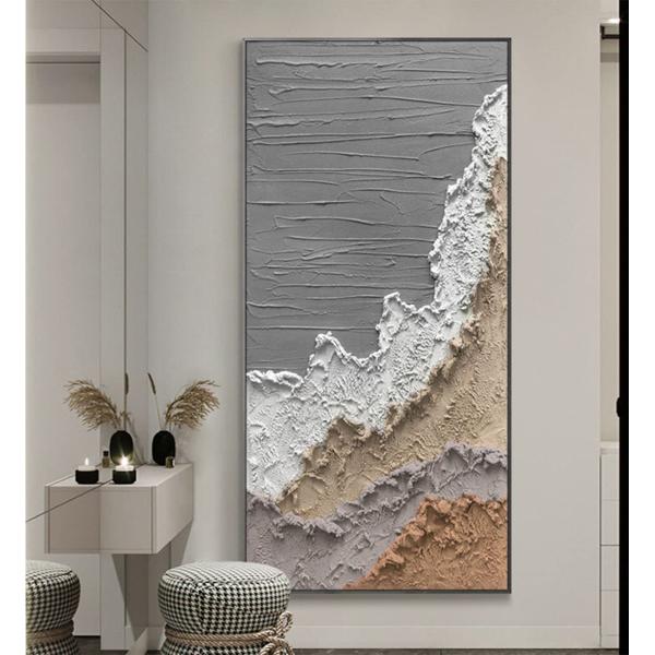 Peinture 3D en métal peint à la main en relief murale Art artisanal Résine peinte à l'huile Peinture pour la décoration intérieure Arts Méthode d'impression 6 couleur