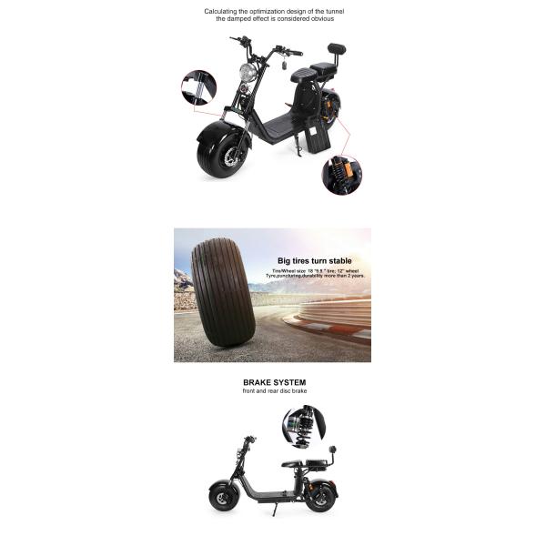 1500W Brushless Motor Electric Harley Scooter 60v 12ah Double Lithium Battery Choice