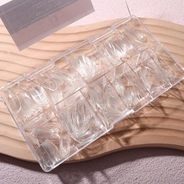 MSDS Certified Custom Tapered No C Square Nail Tip Boxes Nature Clear False Nails XL XXL Stiletto Tips for DIY Nail Art