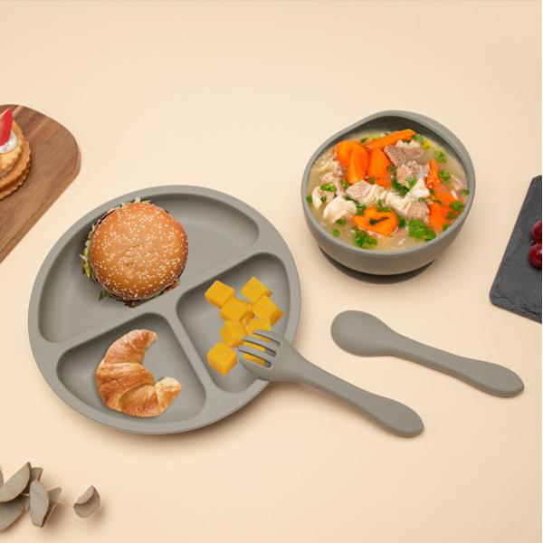 Food Grade Silicone Baby Plate Set Top Seller Newborn Gift Set with None Design Style