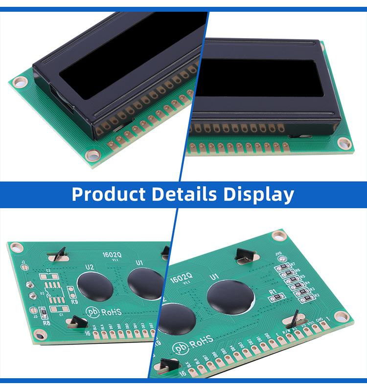 Russian DFSTN Black Film 1602Q IIC I2C Adapter Alphabet Font Screen ST7066U Character LCD Module