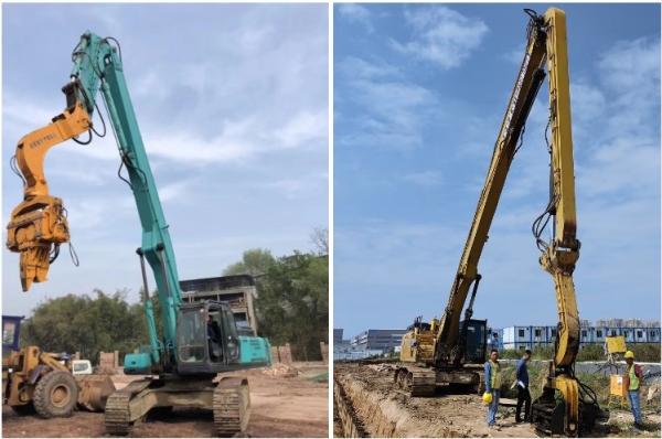Custom Hydraulic Excavator Pile Driving Arm , Long Reach Foundation Drilling Boom