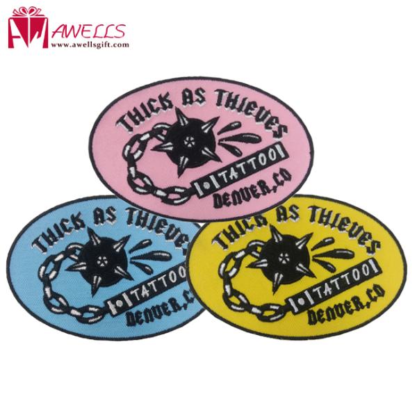 School Logo Embroidered Fabric Patches Plastic Backing Sew Iron On