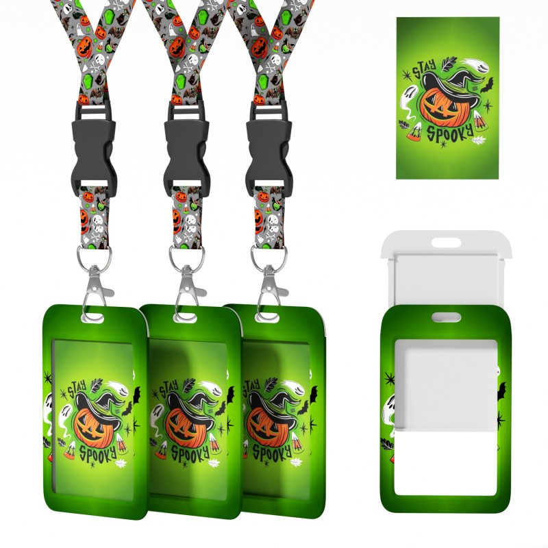 Casual Halloween Work Identity Badge Holder with Printed Logo and Lanyard Festival Auto Industry Specific ID Card Holder